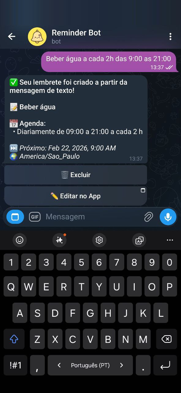 KindlyRemindly — creating a reminder via text message