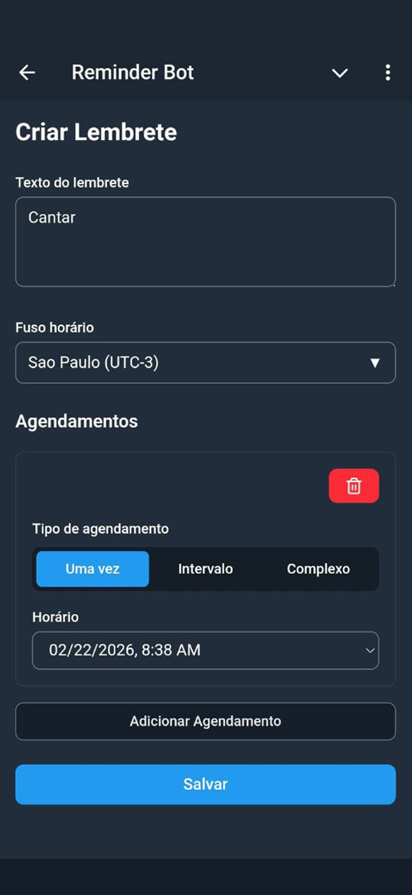 KindlyRemindly create reminder form with schedule options