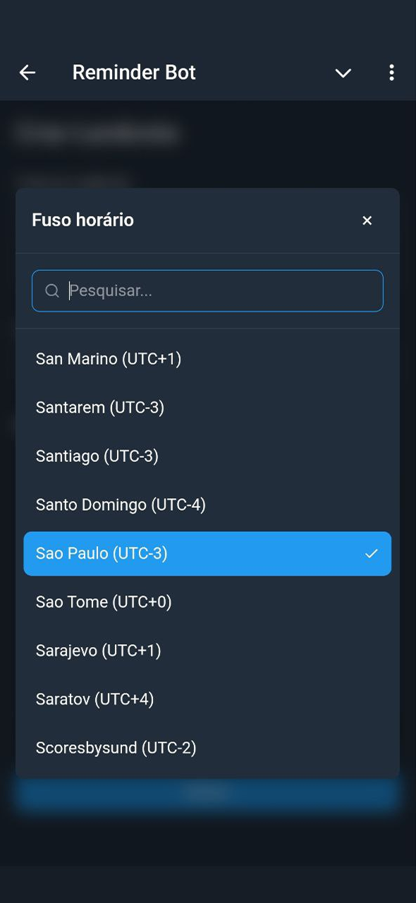 KindlyRemindly timezone selection picker